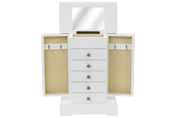 Smykkeskrin med speil MDF 25x13,5x34 cm - Oppbevaring - Oppbevaring til småting - Oppbevaring smykker - Smykkestativ & smykkeskrin