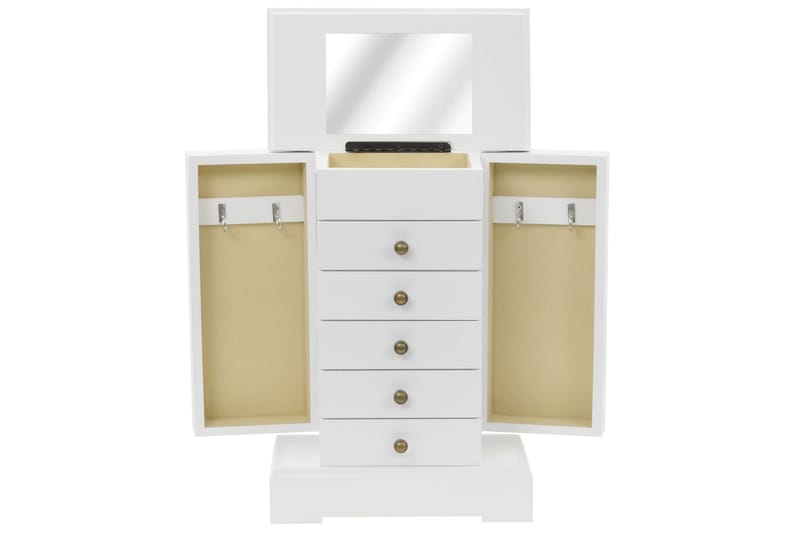 Smykkeskrin med speil MDF 25x13,5x34 cm - Oppbevaring - Oppbevaring til småting - Oppbevaring smykker - Smykkestativ & smykkeskrin