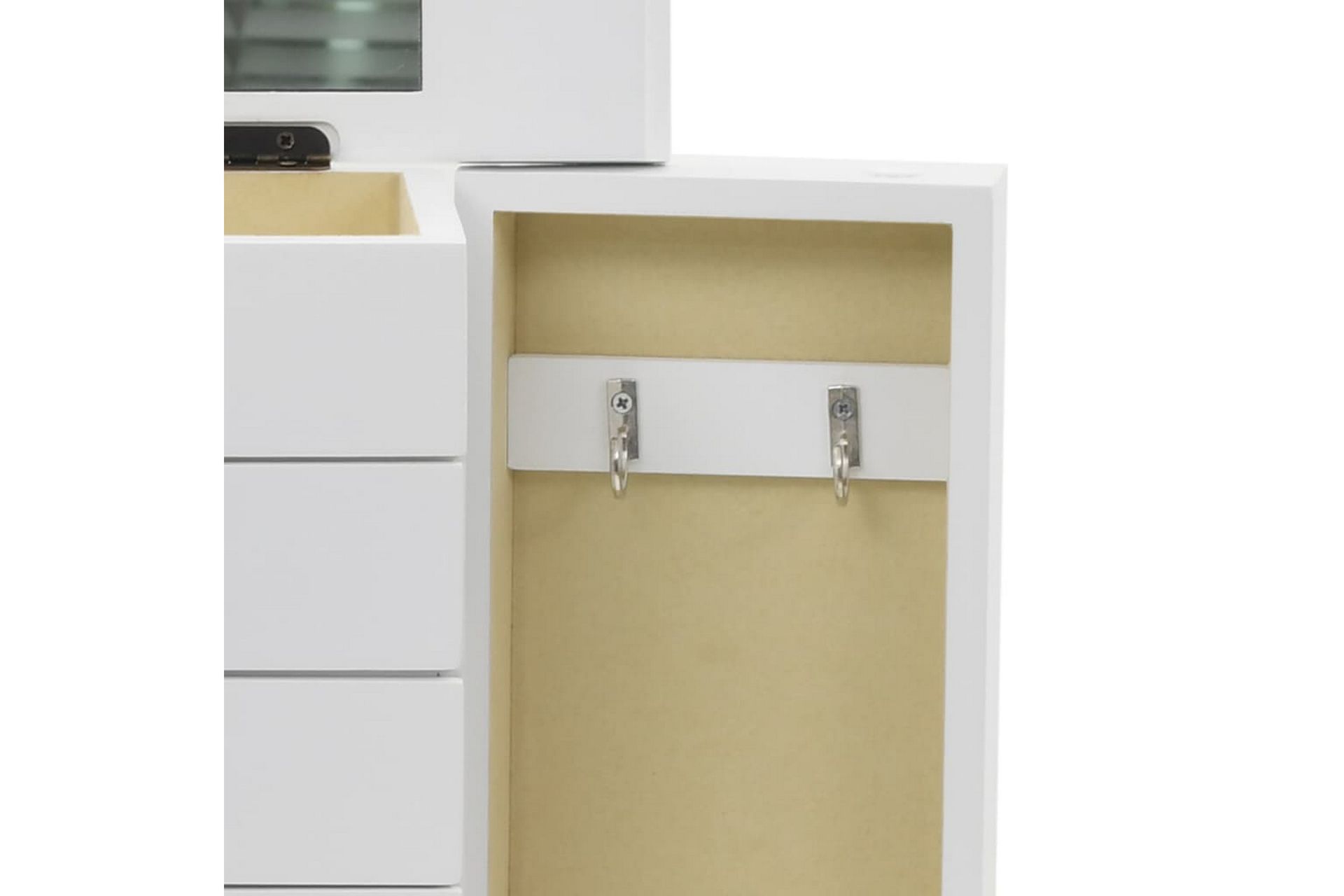Smykkeskrin med speil MDF 25x13,5x34 cm - Oppbevaring - Oppbevaring til småting - Oppbevaring smykker - Smykkestativ & smykkeskrin