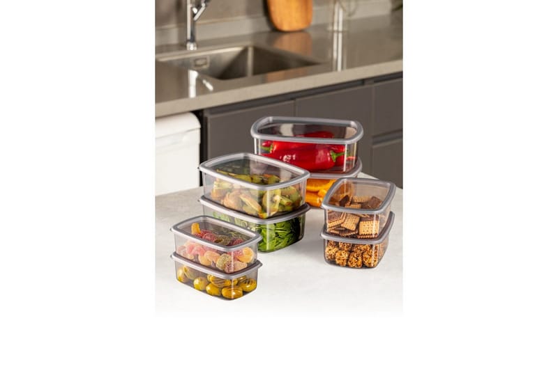 Oppbevaringsboks sett (8 deler) Rasalas8 Antrasitt - Mørkegrå - Oppbevaring - Oppbevaring til småting - Oppbevaringsbokser