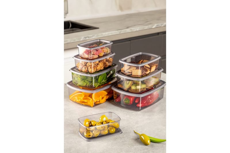 Oppbevaringsboks sett (8 deler) Rasalas8 Antrasitt - Mørkegrå - Oppbevaring - Oppbevaring til småting - Oppbevaringsbokser