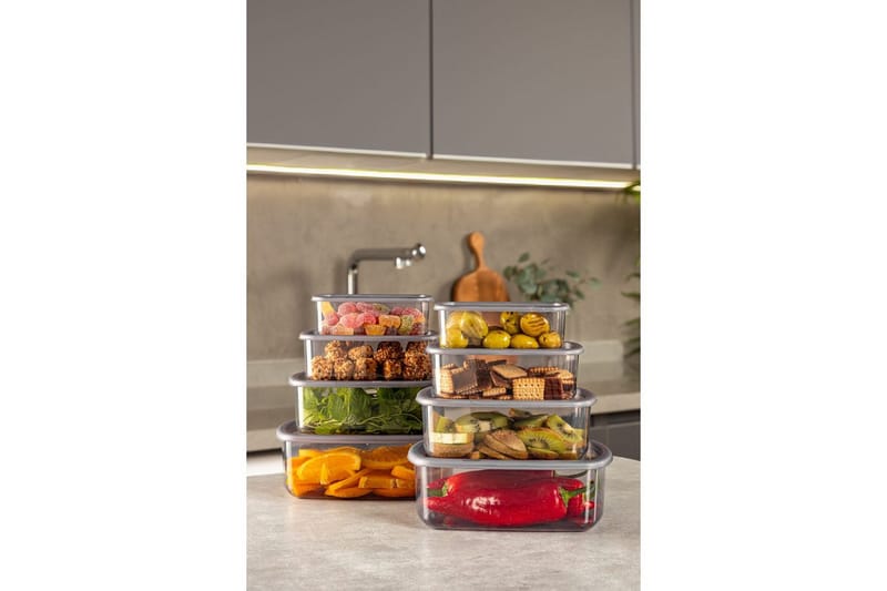 Oppbevaringsboks sett (8 deler) Rasalas8 Antrasitt, Mørkegrå