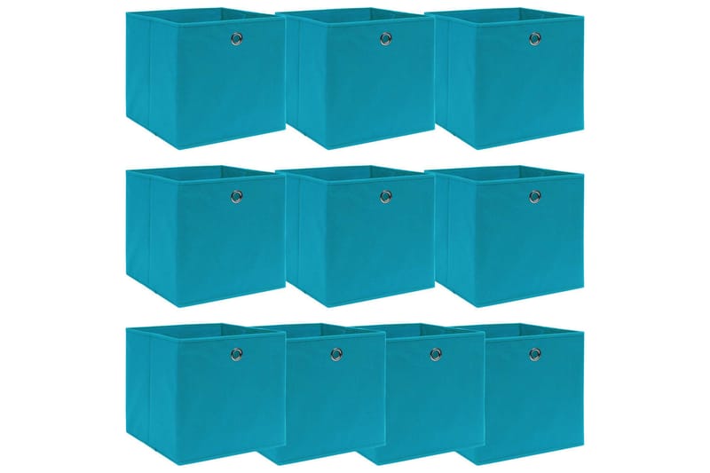 Oppbevaringsbokser 10 stk babyblå 32x32x32 cm stoff - Oppbevaringsbokser