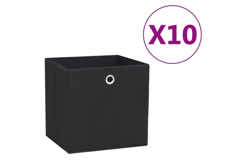 Oppbevaringsbokser 10 stk ikke-vevet stoff 28x28x28 cm svart - Svart - Oppbevaringsbokser