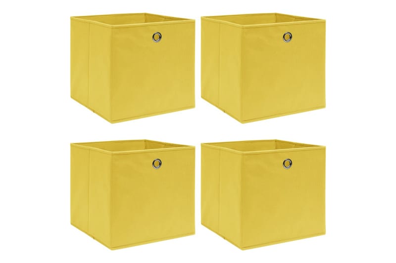 Oppbevaringsbokser 4 stk gul 32x32x32 cm stoff - Oppbevaringsbokser