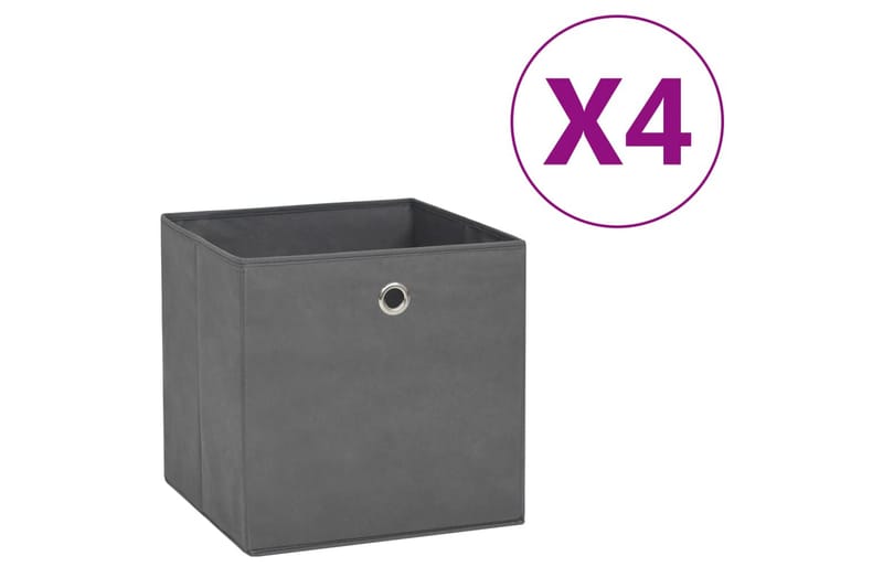 Oppbevaringsbokser 4 stk ikke-vevet stoff 28x28x28 cm grå - Grå - Oppbevaringsbokser
