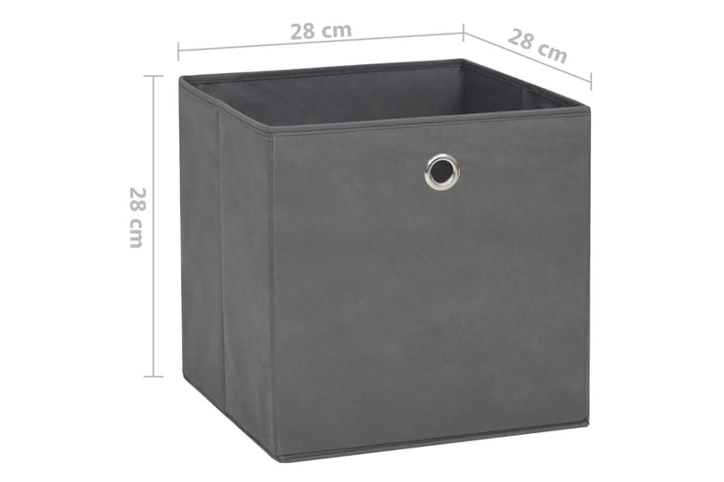 Oppbevaringsbokser 4 stk ikke-vevet stoff 28x28x28 cm grå - Grå - Oppbevaringsbokser