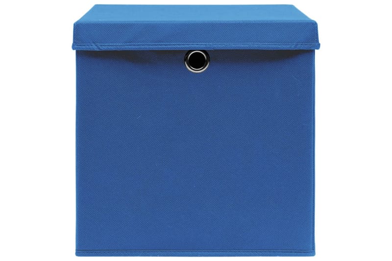 Oppbevaringsbokser med deksler 10 stk 28x28x28 cm blå - Blå - Oppbevaringsbokser