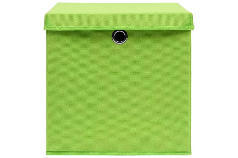 Oppbevaringsbokser med deksler 10 stk 28x28x28 cm grønn - Grøn - Oppbevaringsbokser