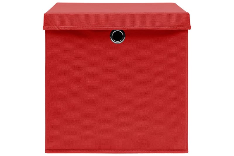 Oppbevaringsbokser med deksler 10 stk 28x28x28 cm rød - Rød - Oppbevaringsbokser