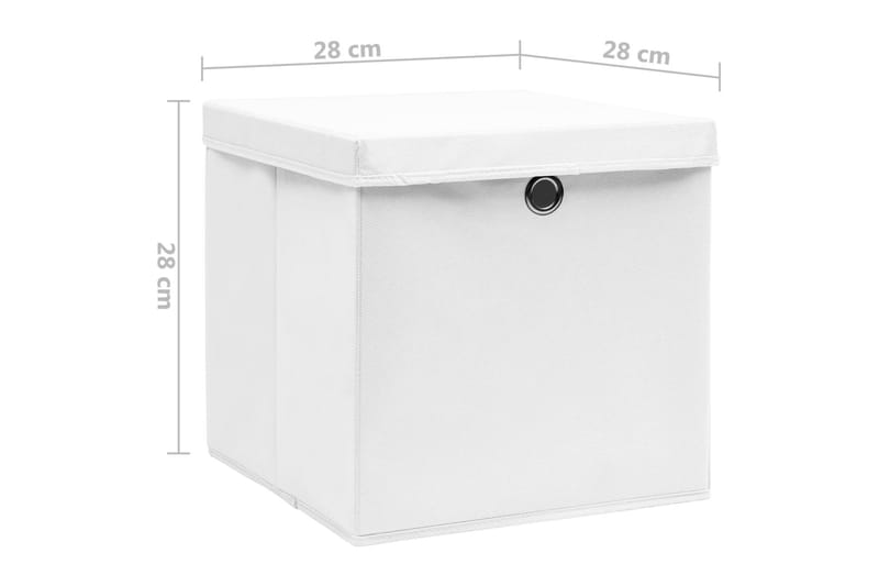 Oppbevaringsbokser med deksler 4 stk 28x28x28 cm hvit - Hvit - Oppbevaringsbokser