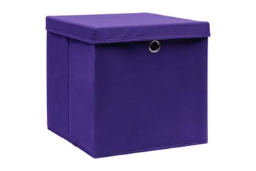 Oppbevaringsbokser med lokk 10 stk 28x28x28 cm lilla - Lilla - Oppbevaring - Oppbevaring til småting - Oppbevaringsbokser