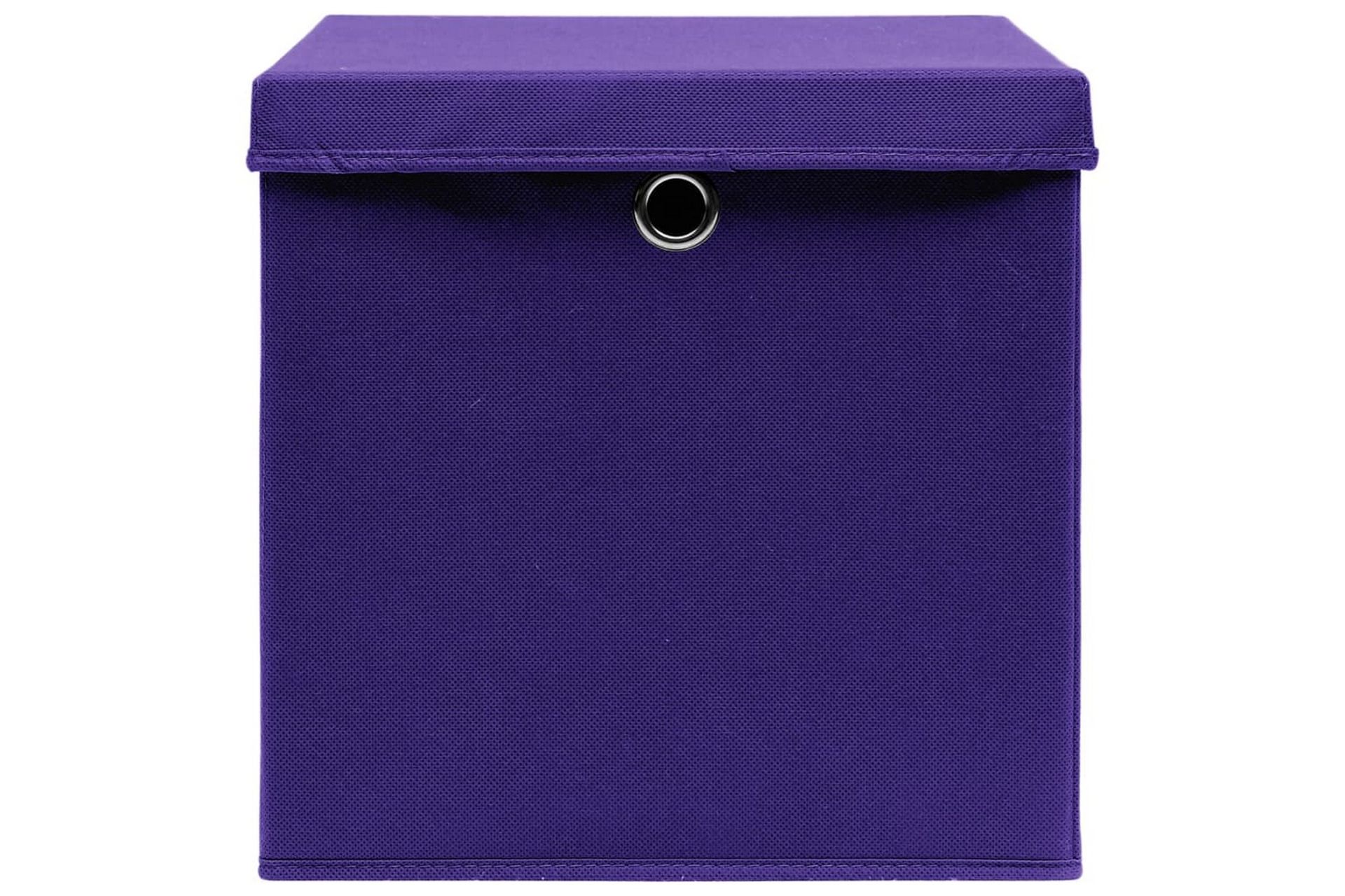 Oppbevaringsbokser med lokk 10 stk 28x28x28 cm lilla - Lilla - Oppbevaring - Oppbevaring til småting - Oppbevaringsbokser