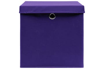 Oppbevaringsbokser med lokk 10 stk 28x28x28 cm lilla - Lilla - Oppbevaring - Oppbevaring til småting - Oppbevaringsbokser