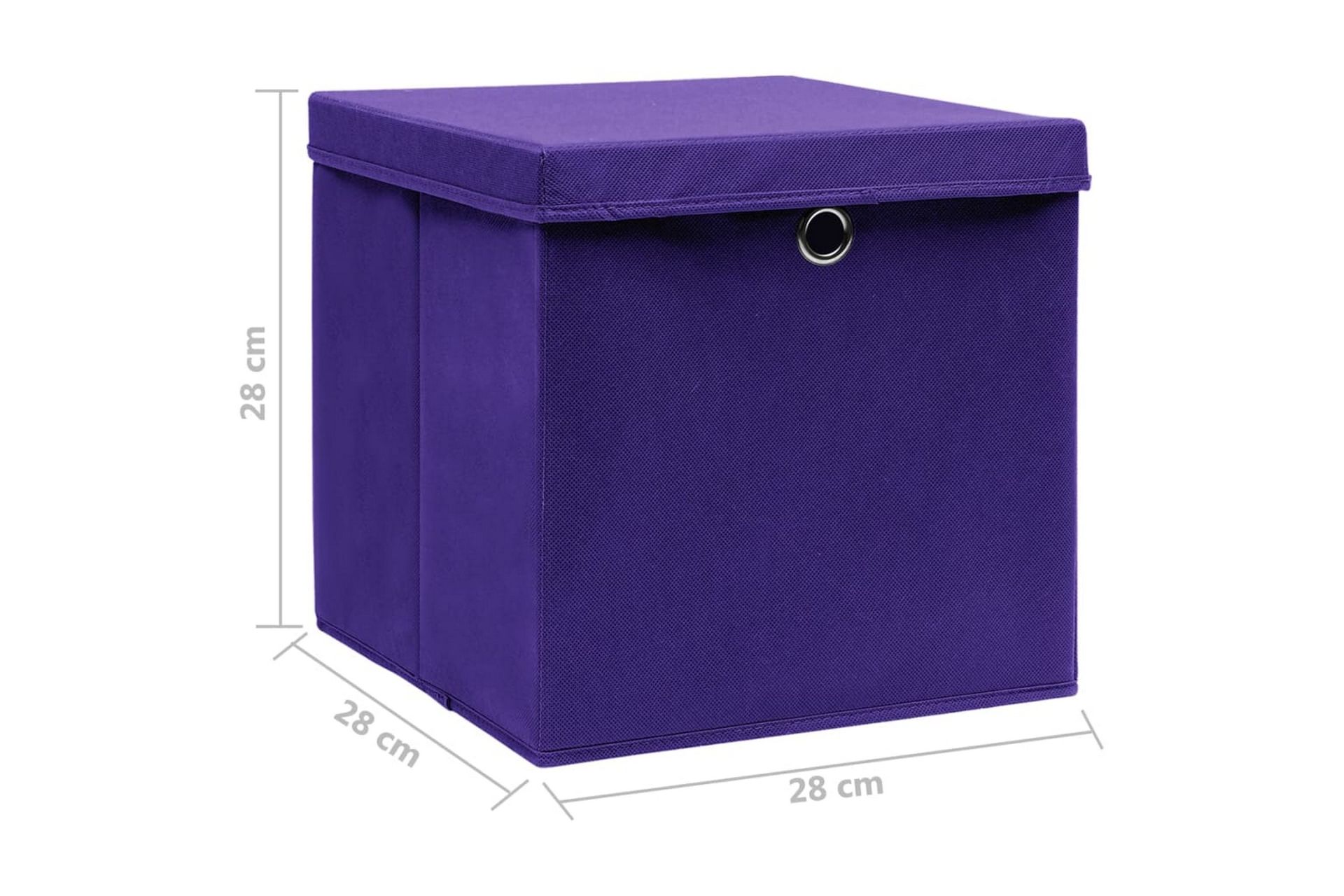 Oppbevaringsbokser med lokk 10 stk 28x28x28 cm lilla - Lilla - Oppbevaring - Oppbevaring til småting - Oppbevaringsbokser