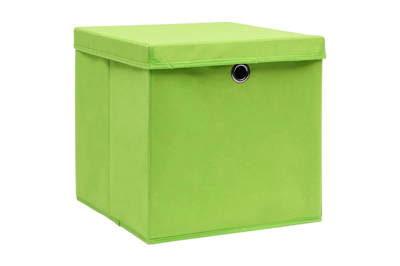 Oppbevaringsbokser med lokk 10 stk grønn 32x32x32 cm stoff - Oppbevaringsbokser