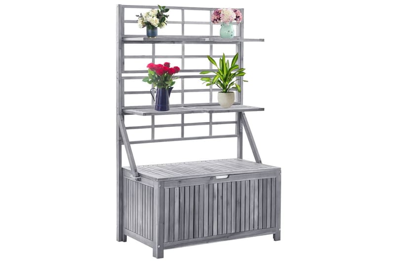 Oppbevaringsboks med espalier grå 99x55x160 cm heltre akasie - Grå - Oppbevaring - Oppbevaring til småting - Oppbevaringsbokser