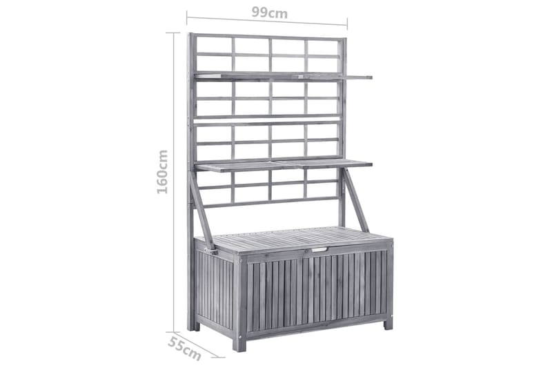Oppbevaringsboks med espalier grå 99x55x160 cm heltre akasie - Grå - Oppbevaring - Oppbevaring til småting - Oppbevaringsbokser