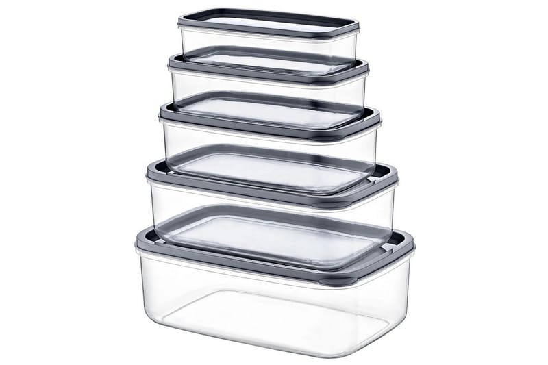 Oppbevaringsboks sett (5 deler) Quantis Gjennomsiktig - Multifarget - Oppbevaring - Oppbevaring til småting - Oppbevaringsbokser - Plastkurv & plastboks