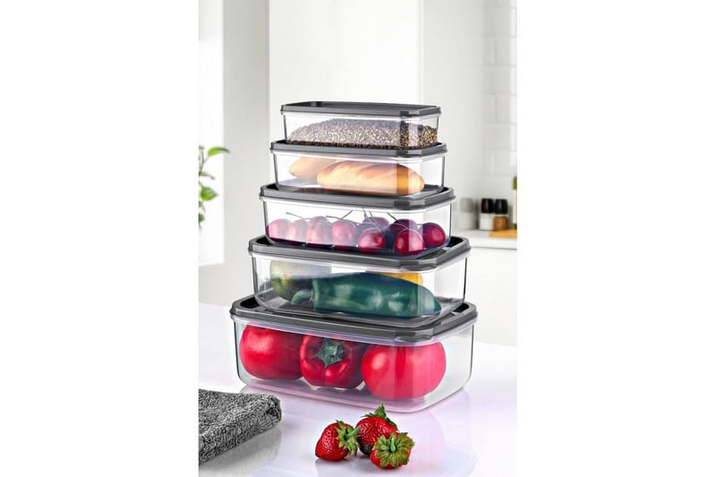 Oppbevaringsboks sett (5 deler) Quantis Gjennomsiktig - Multifarget - Oppbevaring - Oppbevaring til småting - Oppbevaringsbokser - Plastkurv & plastboks