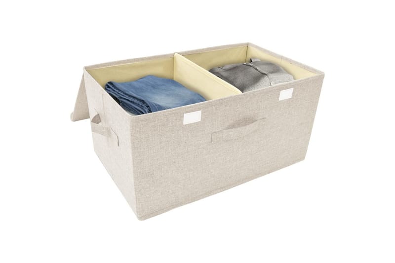 Oppbevaringsboks stoff 50x30x25 cm kremhvit - Krem - Oppbevaring - Oppbevaring til småting - Oppbevaringsbokser