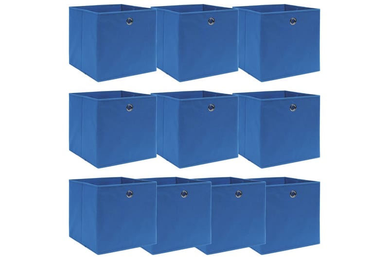 Oppbevaringsbokser 10 stk blå 32x32x32 cm stoff - Oppbevaring - Oppbevaring til småting - Oppbevaringsbokser