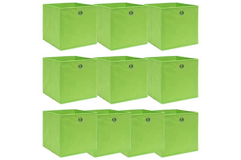 Oppbevaringsbokser 10 stk grønn 32x32x32 cm stoff - Oppbevaring - Oppbevaring til småting - Oppbevaringsbokser