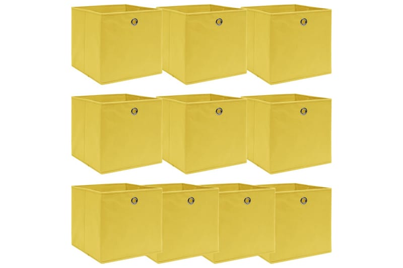 Oppbevaringsbokser 10 stk gul 32x32x32 cm stoff - Oppbevaringsbokser