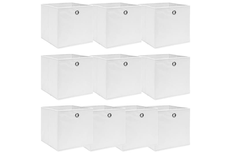 Oppbevaringsbokser 10 stk hvit 32x32x32 cm stoff - Oppbevaring - Oppbevaring til småting - Oppbevaringsbokser