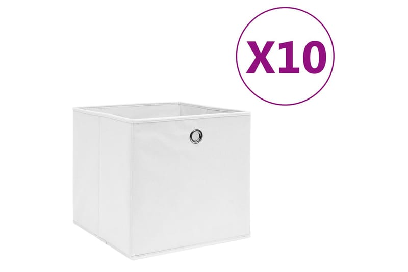 Oppbevaringsbokser 10 stk ikke-vevet stoff 28x28x28 cm hvit - Hvit - Oppbevaring - Oppbevaring til småting - Oppbevaringsbokser