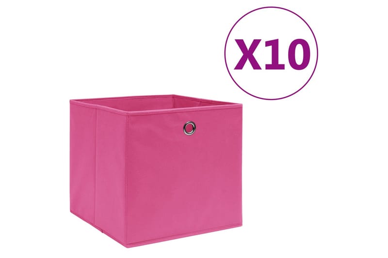 Oppbevaringsbokser 10 stk ikke-vevet stoff 28x28x28 cm rosa - Rosa - Oppbevaringsbokser