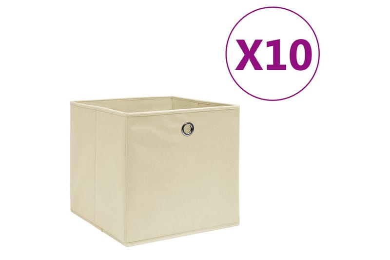 Oppbevaringsbokser 10 stk ikke-vevet stoff 28x28x28cm hvit - Krem - Oppbevaring - Oppbevaring til småting - Oppbevaringsbokser