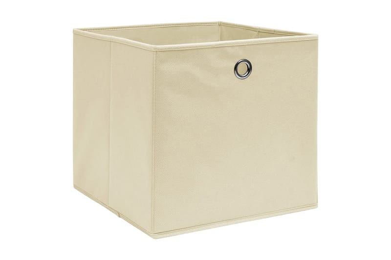 Oppbevaringsbokser 10 stk kremhvit 32x32x32 cm stoff - Oppbevaringsbokser