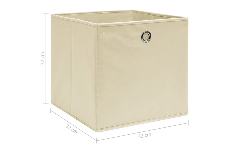 Oppbevaringsbokser 10 stk kremhvit 32x32x32 cm stoff - Oppbevaringsbokser