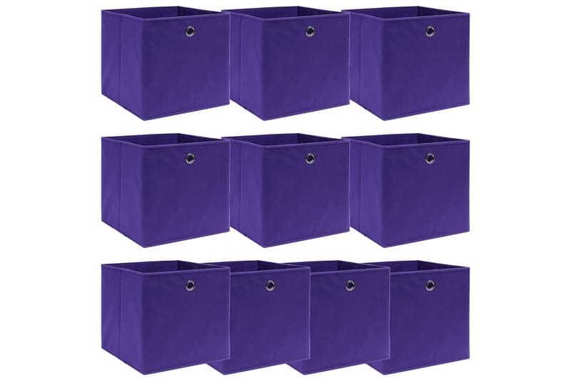 Oppbevaringsbokser 10 stk lilla 32x32x32 cm stoff - Oppbevaring - Oppbevaring til småting - Oppbevaringsbokser