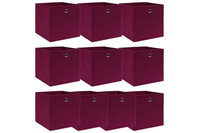 Oppbevaringsbokser 10 stk mørkerød 32x32x32 cm stoff - Oppbevaring - Oppbevaring til småting - Oppbevaringsbokser