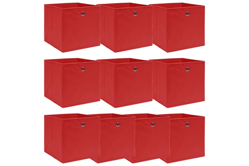 Oppbevaringsbokser 10 stk rød 32x32x32 cm stoff - Oppbevaring - Oppbevaring til småting - Oppbevaringsbokser