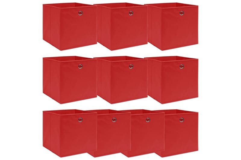 Oppbevaringsbokser 10 stk rød 32x32x32 cm stoff - Oppbevaringsbokser