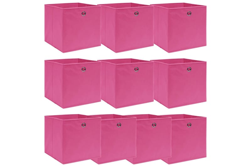 Oppbevaringsbokser 10 stk rosa 32x32x32 cm stoff - Oppbevaring - Oppbevaring til småting - Oppbevaringsbokser