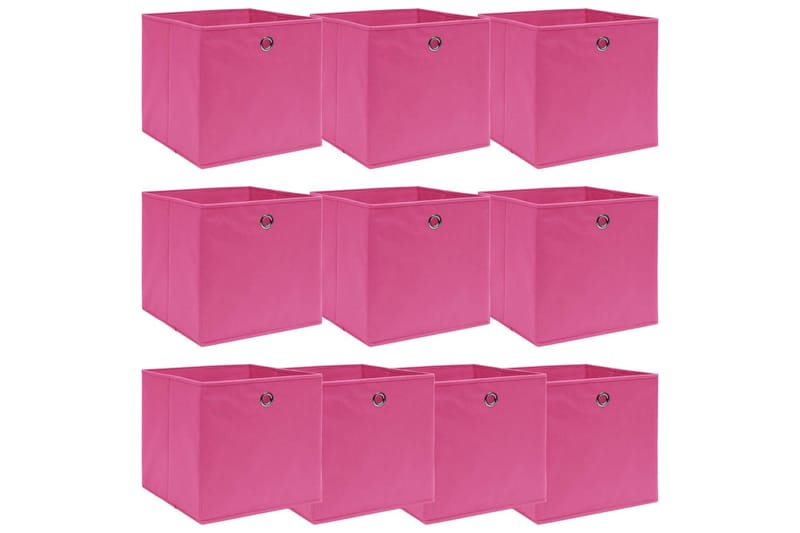 Oppbevaringsbokser 10 stk rosa 32x32x32 cm stoff - Oppbevaringsbokser