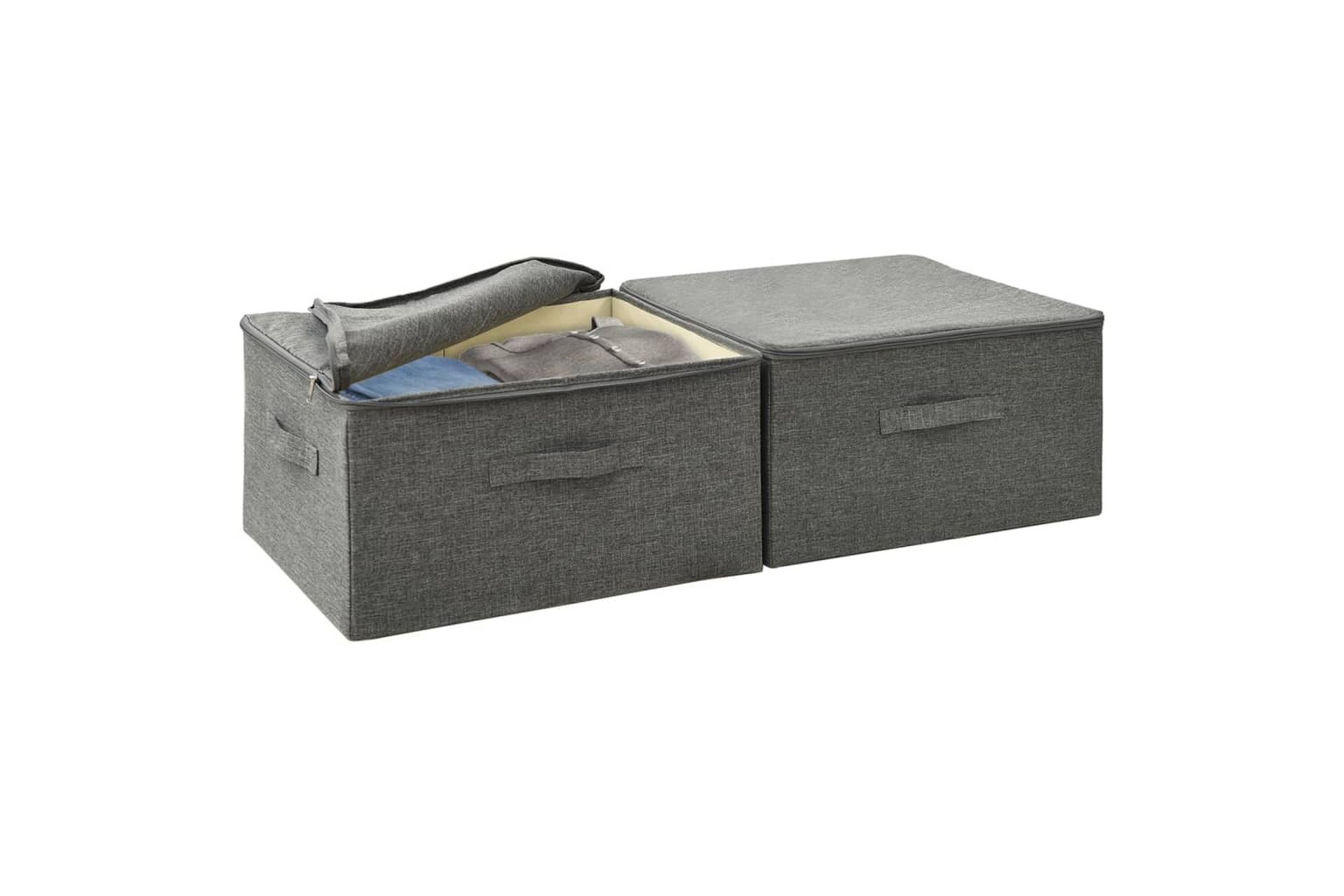 Oppbevaringsbokser 2 stk stoff 43x34x23 cm antrasitt - Antrasittgrå - Oppbevaring - Oppbevaring til småting - Oppbevaringsbokser