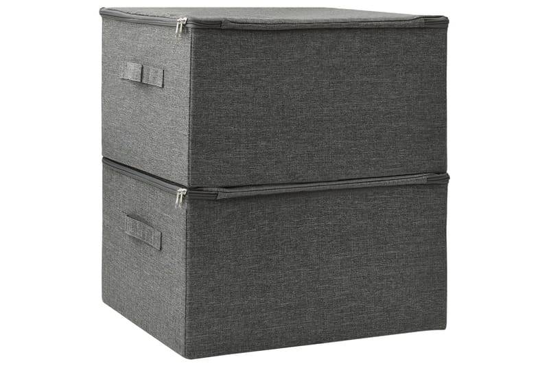 Oppbevaringsbokser 2 stk stoff 43x34x23 cm antrasitt - Antrasittgrå - Oppbevaring - Oppbevaring til småting - Oppbevaringsbokser
