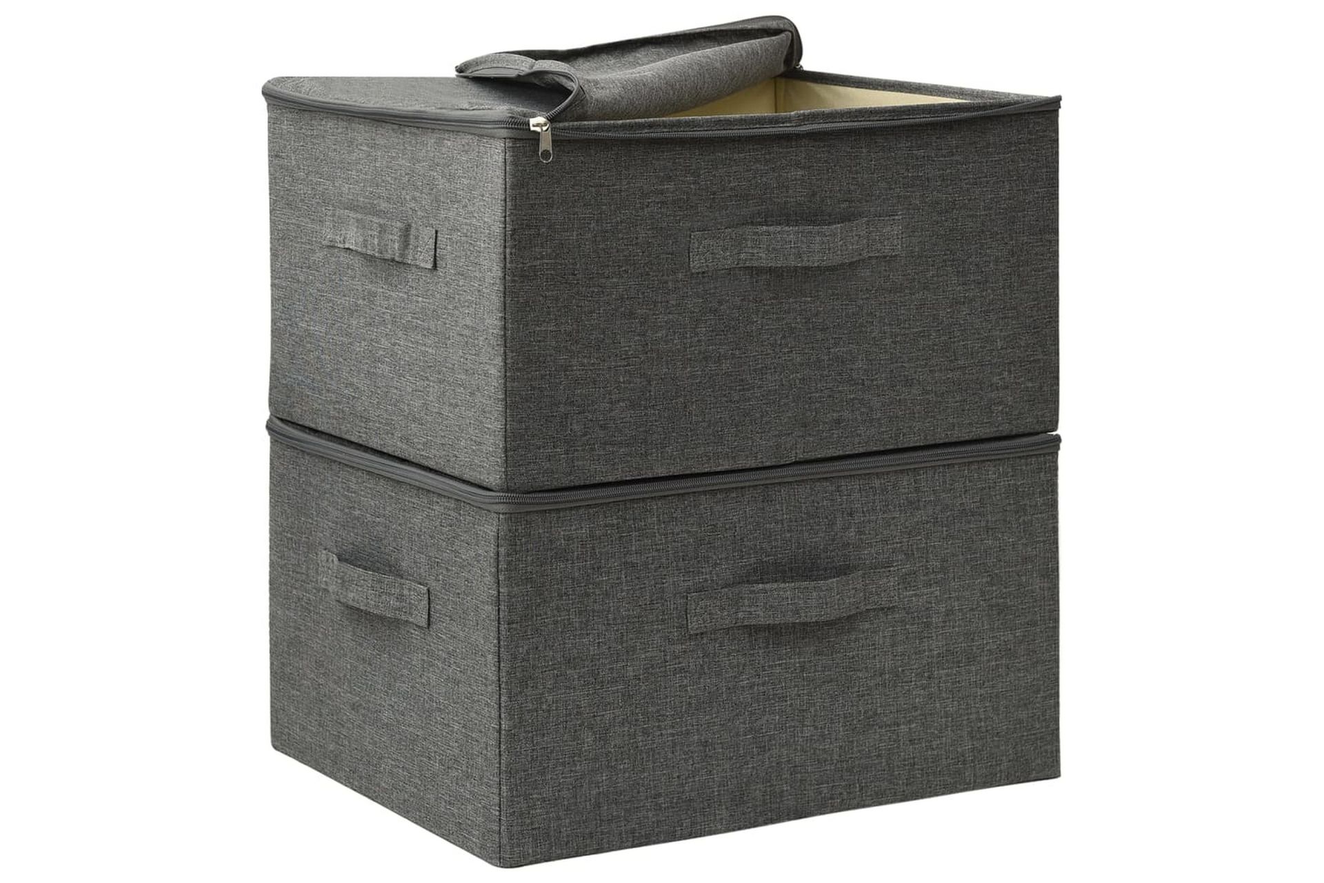 Oppbevaringsbokser 2 stk stoff 43x34x23 cm antrasitt - Antrasittgrå - Oppbevaring - Oppbevaring til småting - Oppbevaringsbokser