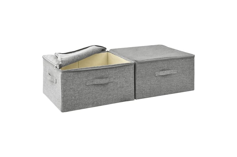 Oppbevaringsbokser 2 stk stoff 43x34x23 cm grå - Grå - Oppbevaring - Oppbevaring til småting - Oppbevaringsbokser