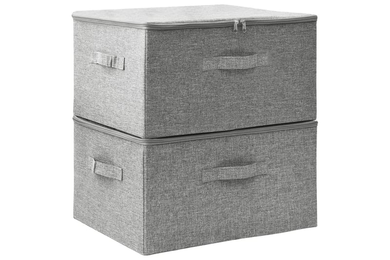 Oppbevaringsbokser 2 stk stoff 43x34x23 cm grå - Grå - Oppbevaring - Oppbevaring til småting - Oppbevaringsbokser