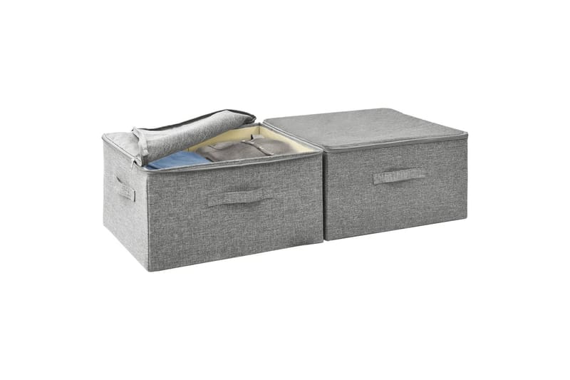 Oppbevaringsbokser 2 stk stoff 43x34x23 cm grå - Grå - Oppbevaring - Oppbevaring til småting - Oppbevaringsbokser