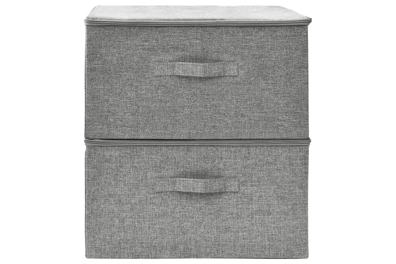 Oppbevaringsbokser 2 stk stoff 43x34x23 cm grå - Grå - Oppbevaring - Oppbevaring til småting - Oppbevaringsbokser