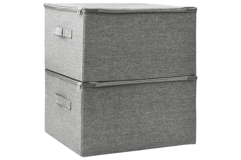 Oppbevaringsbokser 2 stk stoff 43x34x23 cm grå - Grå - Oppbevaring - Oppbevaring til småting - Oppbevaringsbokser