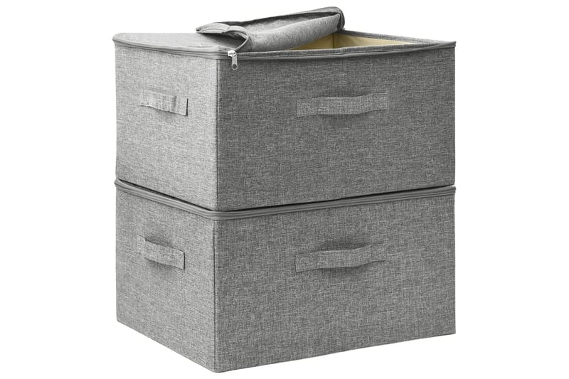 Oppbevaringsbokser 2 stk stoff 43x34x23 cm grå - Grå - Oppbevaring - Oppbevaring til småting - Oppbevaringsbokser