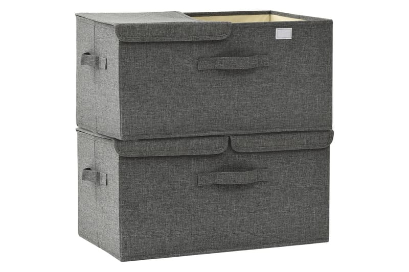 Oppbevaringsbokser 2 stk stoff 50x30x25 cm antrasitt - Antrasittgrå - Oppbevaring - Oppbevaring til småting - Oppbevaringsbokser